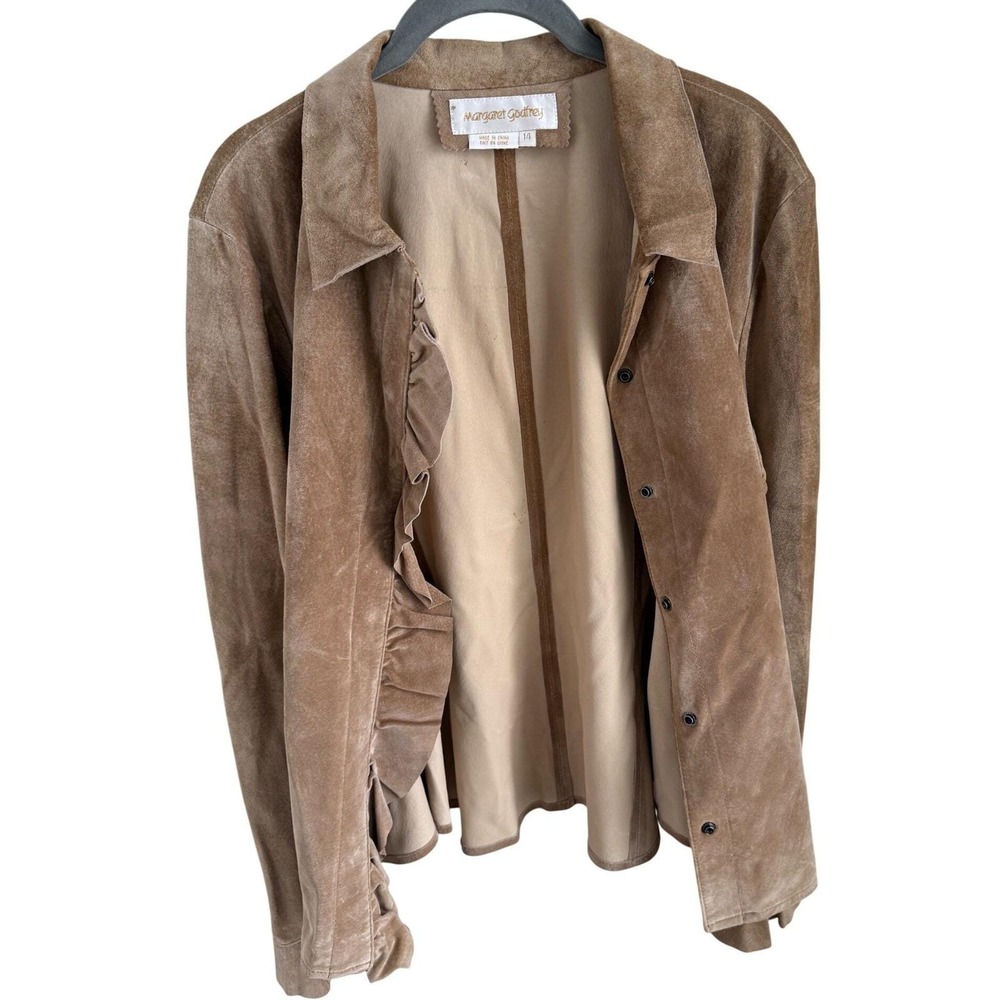 Vintage Margaret Godfrey Suede Ruffle Shacket Western Leather Top Size‎ 14 - Picture 7 of 7